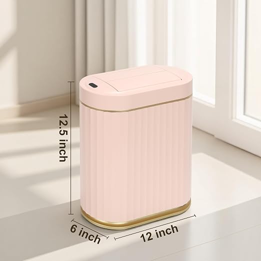 SYNCVIBE Bathroom Sensor Trash Can, 2 Gallon, Butterfly Lid, Pink | Automatic Garbage Can, Waterproof Slim Trash Bin, Under-Counter IPX5 Wastebasket for Dorm, Kitchen, Bedroom and Living Room