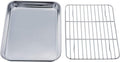 TeamFar Toaster Oven Tray and Rack Set, 9.3" x 7" x 1" Toaster Oven Pan | Stainless Steel Toaster Oven Pan Broiler Pan with Wire Rack for Cooking, Non Toxic & Healthy, Easy Clean & Dishwasher Safe