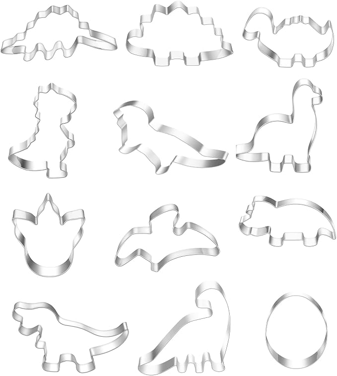 MrCookie Small Sizes Dinosaur Cookie Cutters Set,Stainless Steel.