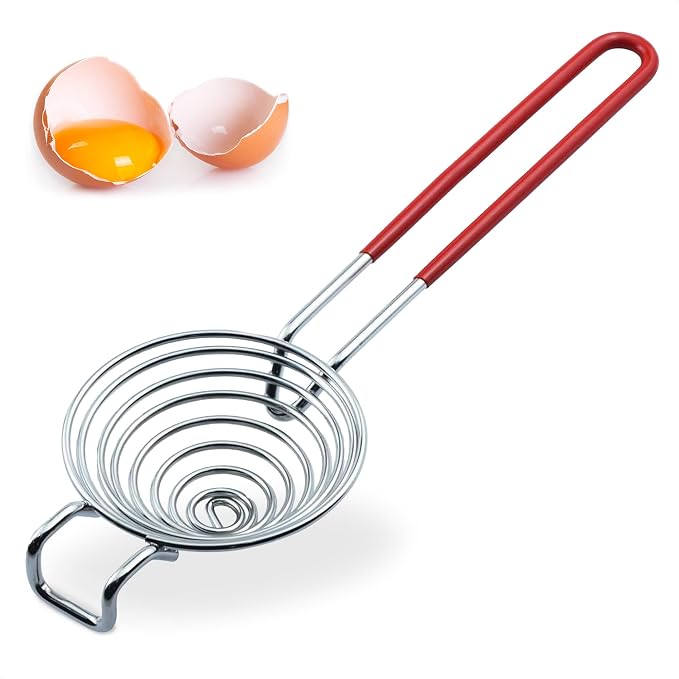 Egg Separator for Raw Eggs, Stainless Steel Yolk Remover and Filter | Sits Over a Bowl, Drains the White, Keeps the Whole Yolk Back - a Stainless Steel Kitchen Gadget for Whipping and Cake Baking