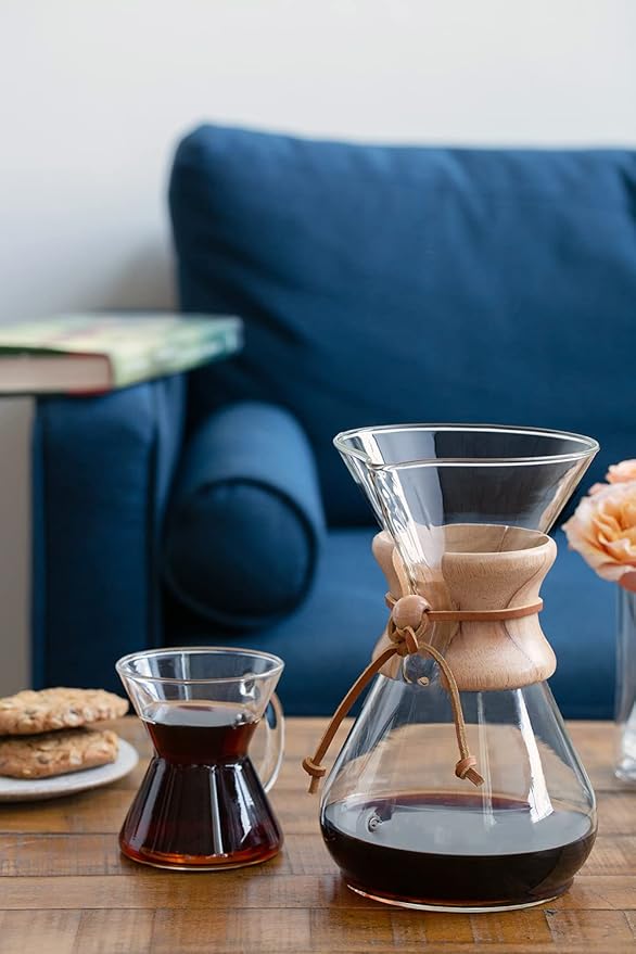 Chemex Pour-Over Glass Coffeemaker - Classic Series - 10-Cup - Exclusive Packaging | Large Manual Drip Coffee Brewer, Non-Porous Borosilicate Glass, Uses Bonded Filters