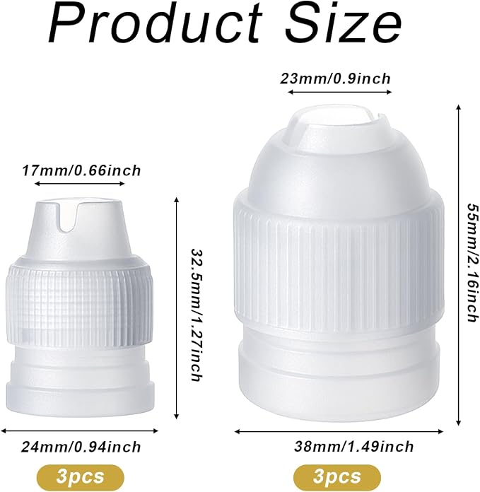 6 Pieces Couplers for Piping Bags Two Different Sizes Plastic Couplers of Large Size Cake Decorating Coupler White Pastry Bag Coupler for Piping Bags, Icing Nozzles