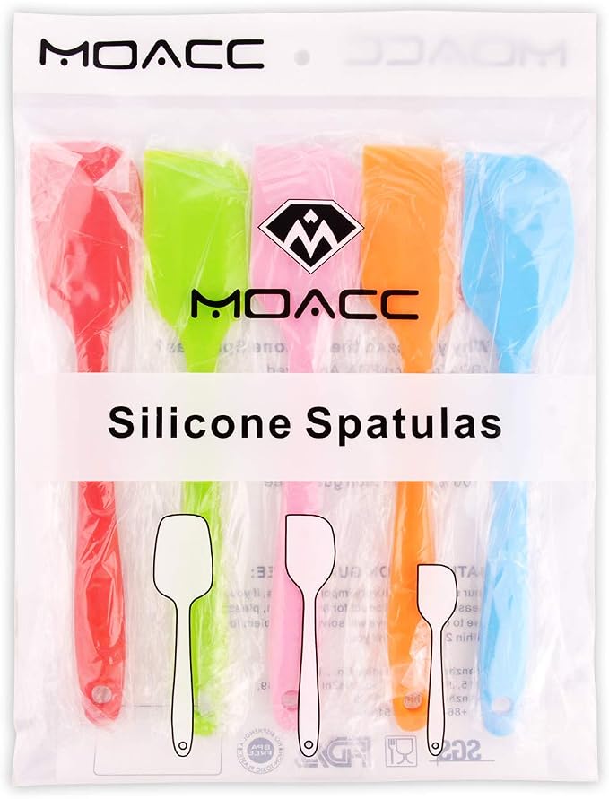 Silicone Spatulas, 8.5 inch Small Rubber Spatula Seamless One Piece Design Heat Resistant Non-Stick Flexible Scrapers Baking Mixing Tool (5 Pieces)