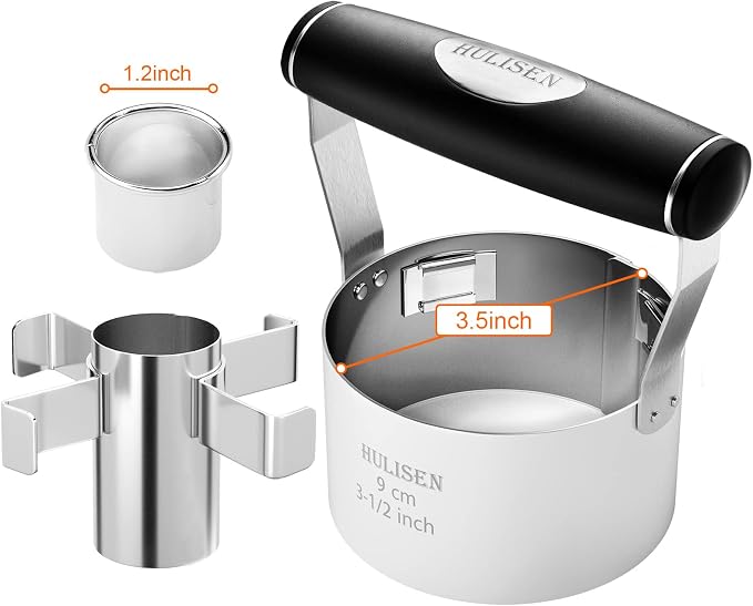 HULISEN 3.5 inch Donut Cutter with Removable Center & Hole, Stainless Steel | Doughnut Cutters with Ergonomic Rubber Handle, Dishwasher Safe, Baking Beginner Friendly, Gift-Ready Packaging