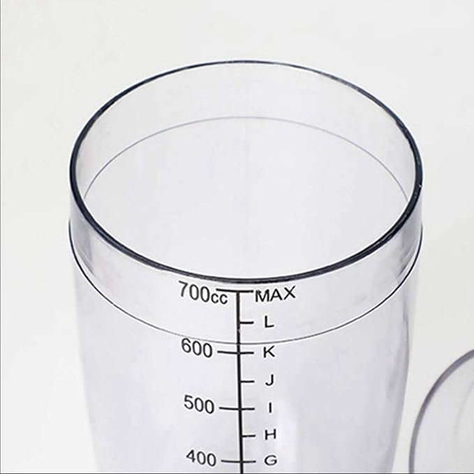 2 Pcs Plastic Cocktail Shaker,Drink Mixer Hand Shaker Cup with Scales,Bar Tool Transparent (24 oz / 700cc)