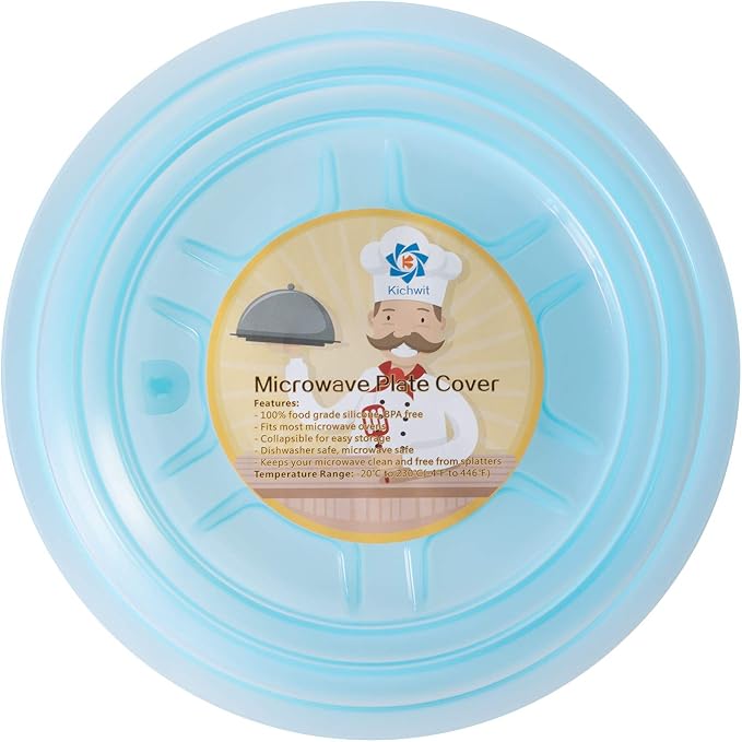 Collapsible Silicone Microwave Plate Cover Splatter Guard | Dishwasher Safe & BPA Free, 11”, Blue
