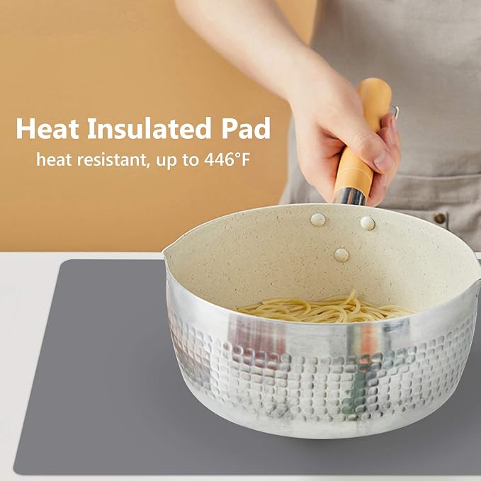25“x17”x0.03“ Silicone Mats for Kitchen Counter, Large Silicone Countertop Protector, Nonskid Heat Resistant Desk Saver Pad, Multipurpose Mat, Placemat, Dark Gray