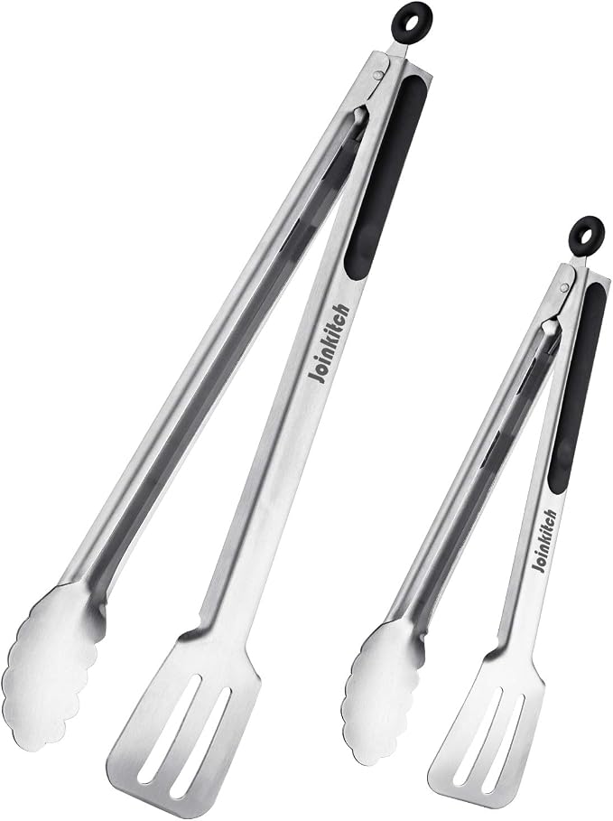 16-inch & 12-Inch Grill Tongs for Cooking BBQ Heavy Duty Extra Long Grilling Tongs, Premium Set 2 pack