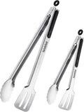 16-inch & 12-Inch Grill Tongs for Cooking BBQ Heavy Duty Extra Long Grilling Tongs, Premium Set 2 pack