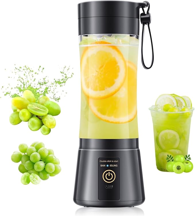 Small Portable Smoothie Blender - 12oz Personal Size Mini Blender | Portable Blender Juice Cup, Lightweight & Leak-Proof, Quick Blend, Easy Clean, Freshly Squeezed in Picnic/Sports/Office