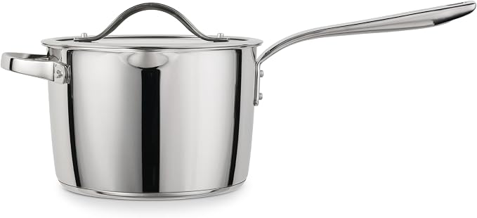 Tramontina Tempo Tri-Ply Base Stainless Steel 4-Qt Large Sauce Pan with Lid | Induction-Ready Saucepan, Oven-Safe, Dishwasher-Safe
