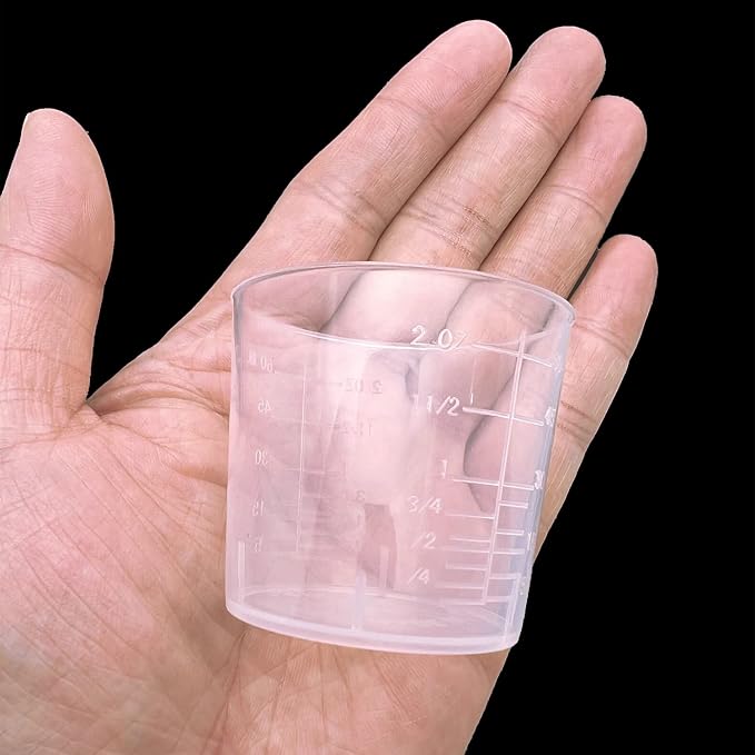 30 Pcs Plastic Graduated Cups, 60ml/2oz Clear Scale Cups | Transparent Experiment Measuring Cup with 50 Pcs Wooden Stirring Sticks for Epoxy, Resin, Stain, Mixing Paint
