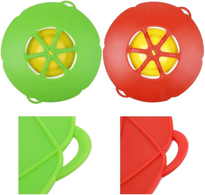 2 Pack Silicone Spill Stopper Lid, 10.2" Boil Over Safeguard, Splatter Guard Cover for Pots Pans, Food Grade Silicone Multi-Function Kitchen Tool, BPA Free Microwave Dishwasher Safe