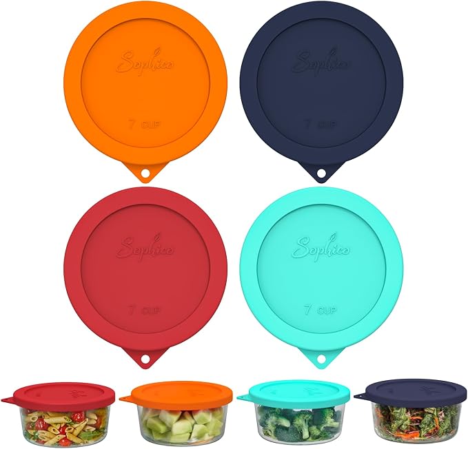 SOPHICO 7Cup Round Silicone Lid Replacement for Pyrex&AnchorHocking 7402-PC | Food Grade Silicone, Leakproof、Airtight Lids, Dishwasher Microwave Safe