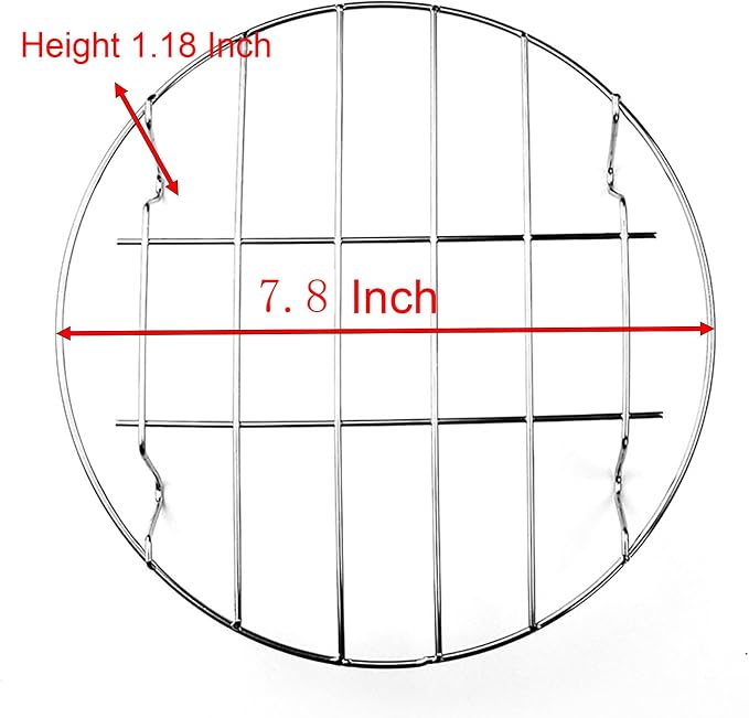 2 Pcs Steaming Rack, 7.8 Inch Round Shape Stainless Steel Steamer for Roasting Cooking, Cooling and Steaming in Kitchen and Outdoors (silver, 7.8 Inch)