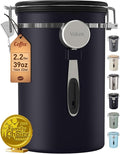 Veken Coffee Canister,39OZ, 2.2lbs,Large Airtight Stainless Steel Container | Kitchen Food Storage Jars for Beans,Ground, Espresso, Rice,Tea, Sugar, Cereal, Cookie, Gifts, Lids, Scoop, Black