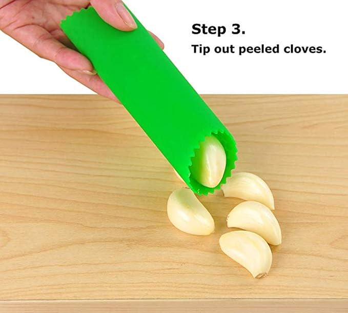 Sinnsally Garlic Peeler Skin Remover Roller Keeper,Easy Quick to Peeled Garlic Cloves with Silicone Tube Roller Garlic Peeling Kitchen Tool(Green)