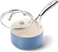 KOCH SYSTEME CS Small Saucepan with Lid, 1 Quart Nonstick Sauce Pan with PFAS-FREE Ceramic Coatings, Non-Toxic, Scratch-Resistant Small Cooking Pot with Lid, 1QT Small Sauce Pan, Blue