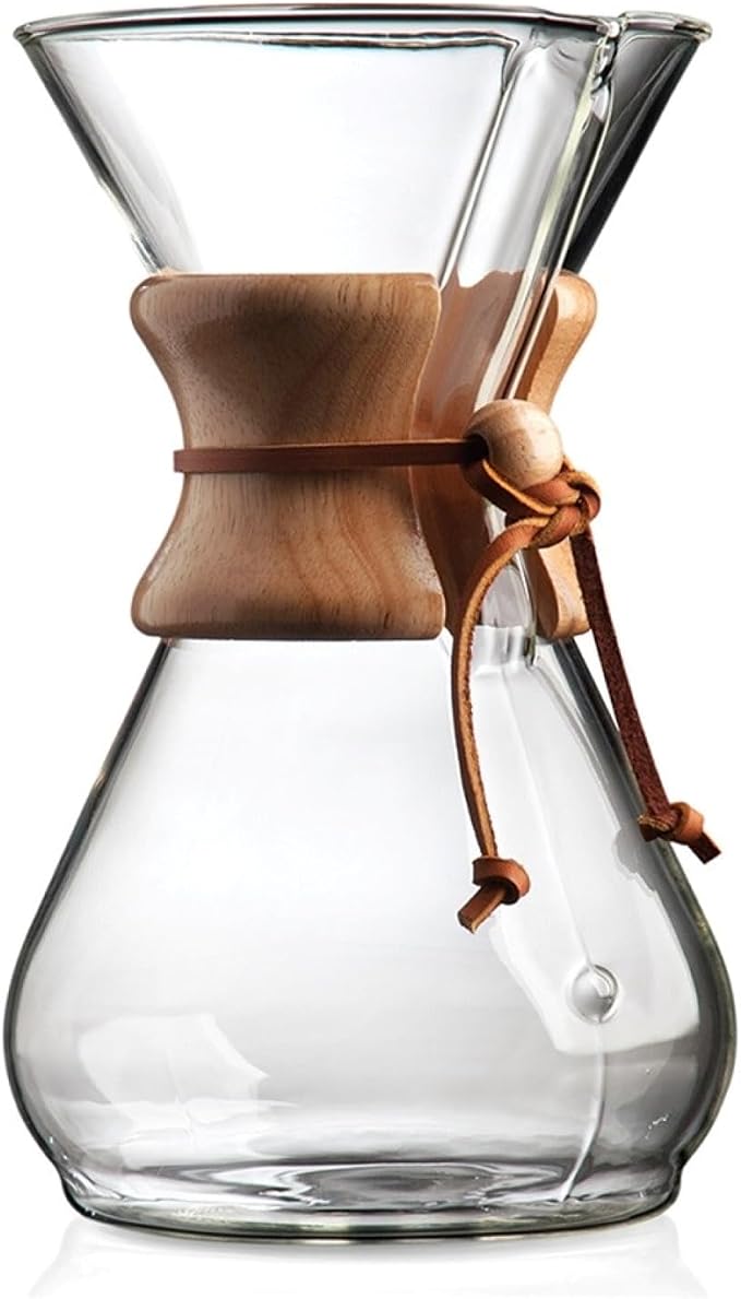 Chemex Pour-Over Glass Coffeemaker - Classic Series - 10-Cup - Exclusive Packaging | Large Manual Drip Coffee Brewer, Non-Porous Borosilicate Glass, Uses Bonded Filters