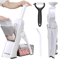Safe Mandoline Slicer for Kitchen, Vegetable & Food Cutter (Only Slice) | Thickness Adjustable 0.1-8 mm, Potato Slicer for Chips, Easy to Clean, Storage, Kitchen Faster Slice, Dishwasher-safe (White)