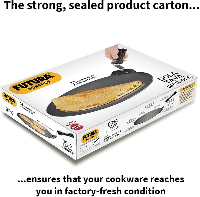 Hawkins Futura Nonstick Dosa Tava, Diameter 33 cm (13 inch), Thickness 4.88 mm (Black) NDT33