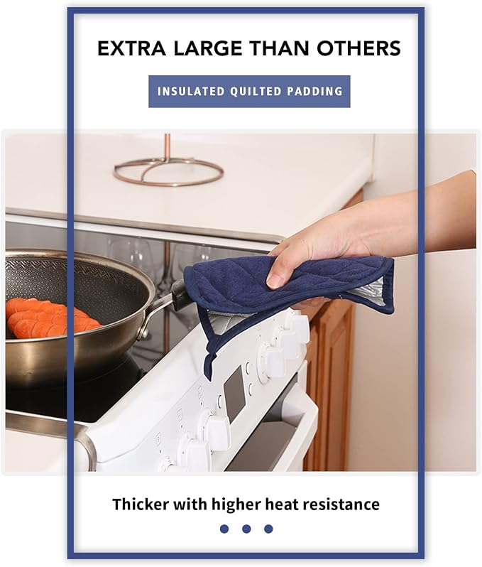 Joyhalo 4 Pack Pot Holders for Kitchen Clearance | Cotton Oven Holder with Great Heat Resistance, Potholders Sets for Kitchen, Countertops, Hot Pots and Pans, Dark Blue