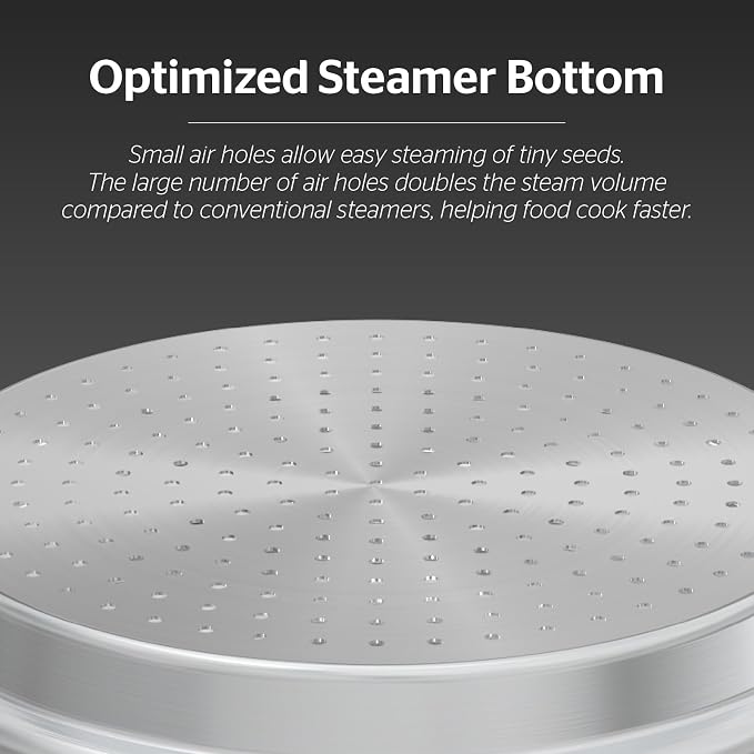 SUNHOUSE 5 QT Stainless Steel Steamer Basket for Pot, Universal Insert | Food & Vegetable Steaming Rack with Glass Lid, Stay-Cool Handles - Fits 8, 8.5, 9.5 Inch Pots - Cestello Vaporera