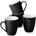 BTaT- Porcelain Coffee Mugs Set, 16 Ounces, 4 Pack, Black Ceramic Coffee Mugs with Handle, Restaurant Cups for Mocha, Tea, Cappuccino, Cocoa, Cereal, Mug Gift Set, Dishwasher Safe