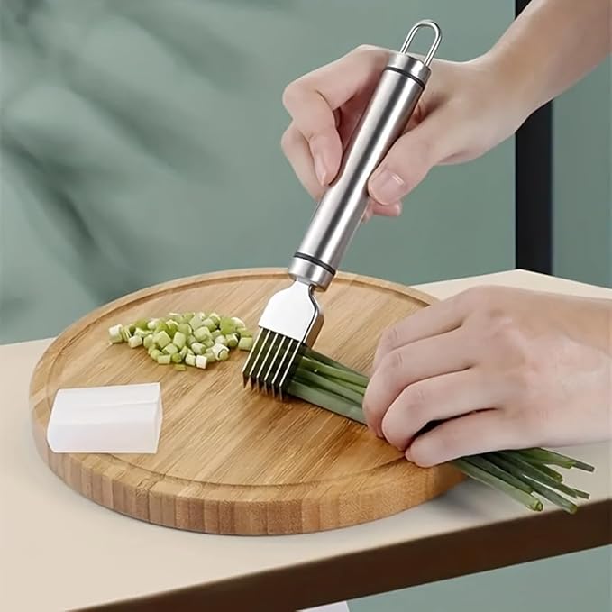 3Pack Green Onion Slicer, Multi-Blade Kitchen Herb Cutter, Professional Scallion Shredding Tool (3, Silver and black)