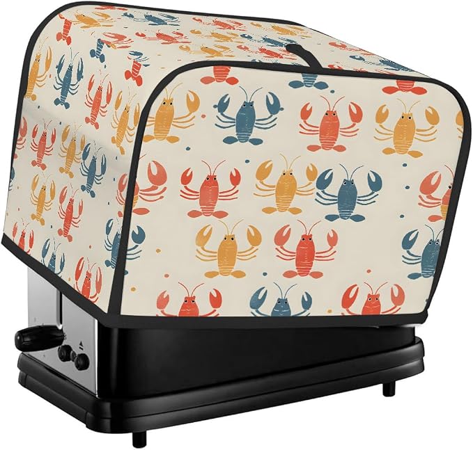 4 Slice Toaster Cover Colorful Lobster Toaster Covers Four Slice Wide Slot Waterproof and Dustproof Covers for Wide Slot Toasters and Small Appliances Kitchen Decor Gifts