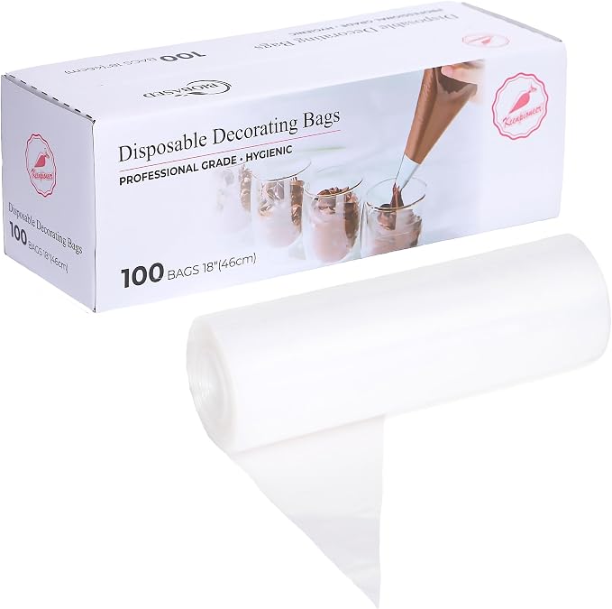 Keenpioneer 18-Inch Piping Bags, Large Capacity | Biobased Disposable Cake Decorating Pastry Bag - Pack of 100 (Packaging May Vary)
