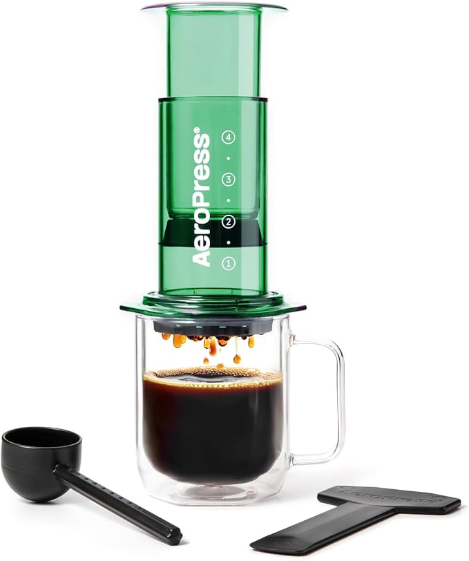 AeroPress Clear Green Coffee Press, French Press, Pour-Over & Espresso Style
