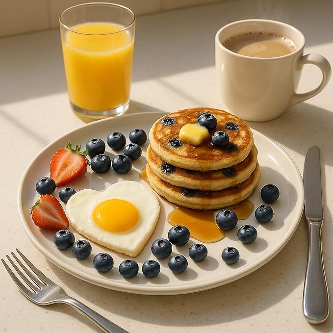 HIC Kitchen Non-Stick Egg and Pancake Cooking Rings, Heart Shaped, Non-Stick Carbon Steel; PFOA and BPA Free, Set of 4