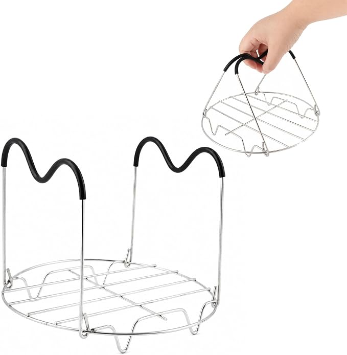 Steamer Rack Trivet with Silicone Handle Compatible with Instant Pot, 6, 8 Quart Steamer Wire Cooling-Rack Trivet Accessory for Healthier Meals, Multi-Use Rack for Roasting & Serving