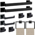 JOPOFI 10 Piece Towel Bar Set - 15.7Inch Bath Towel Holder - Matte Black | Stainless Steel Towel Racks for Bathroom Wall Mounted, Towel Rod for Bathroom Wall