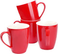 BTaT- Porcelain Coffee Mugs Set, 16 Ounces, 4 Pack, Red Ceramic Coffee Mugs with Handle, Restaurant Cups for Mocha, Tea, Cappuccino, Cocoa, Cereal, Mug Gift Set, Dishwasher and Microwave Safe