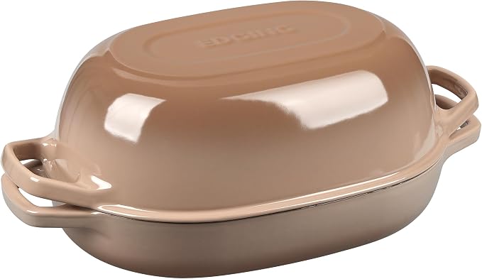 EDGING CASTING Enameled Cast Iron Oval Dutch Oven Pot with Lid, Dutch Oven for Sourdough Bread Baking, Oval Bread Pan, Bread Oven, Bread Dutch Oven, 7qt, Mocha