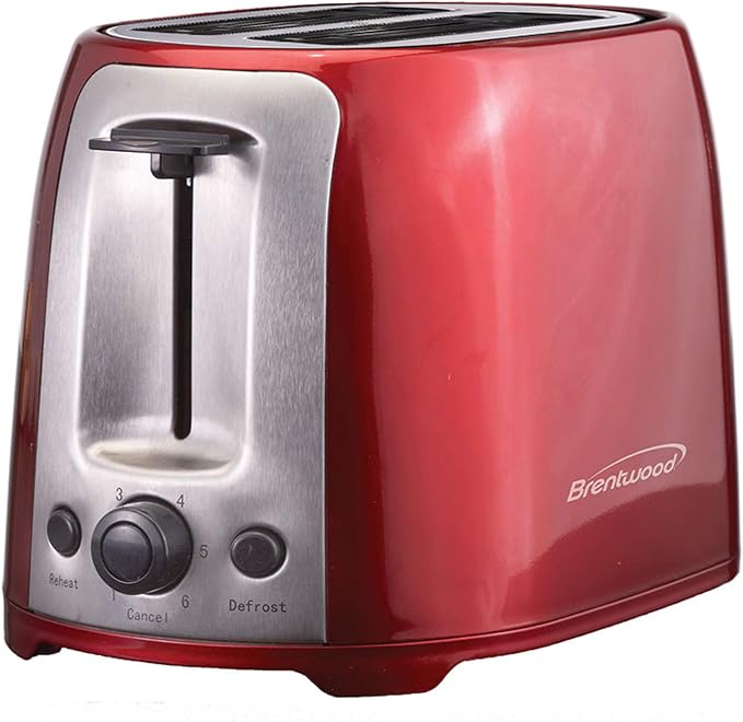 Brentwood TS-292R Cool Touch 2-Slice Extra Wide Slot Toaster, Red