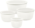 BoxedHome Plastic Mixing Bowls with Lids Set,4.97QT Large Capacity Deep Nesting Bowl,8 Pieces Set BPA-Free Prep Bowls,Dishwasher & Microwave Safe,Beige