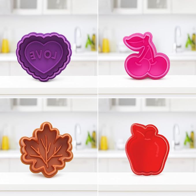 Mrs. Anderson's Baking Pie Crust Cookie Cutters, Set of 4, Spring-Action Embossing Cutters For Pie Crusts, Cookies, And Pastry Dough