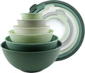 COOK WITH COLOR Mixing Bowls with Lids - 12 Piece Plastic Nesting Bowls Set includes 6 Prep Bowls and 6 Lids, Microwave Safe Mixing Bowl Set, Sage Tritan Lid