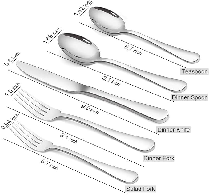 Silverware Set for 4, Flatware Utensil Cutlery Set 20 Piece | Premium Stainless Steel Tableware Set, Include Knife Fork Spoon, Mirror Polished, Dishwasher Safe, for Any Dinner or Weddings