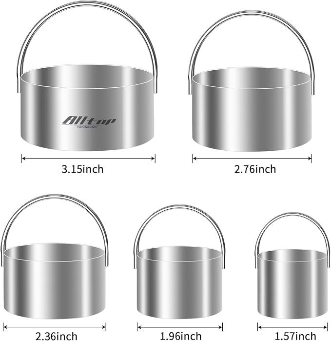 ALLTOP Round Biscuit Cutters with Handle, Stainless Steel Baking Essential Tool for Effortless Circle Cookie Shaping,Pastry,Cake Decoration Creation–Precise Cut for Dumpling,Scone, Donut-5 Pcs