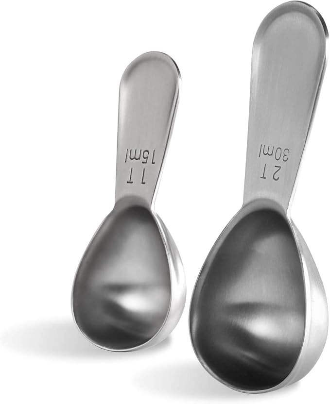 U-Taste 18/8 Stainless Steel Coffee Scoop: 1 & 2 Tbsp Scoop Measure Spoon | Stainless Steel Tablespoon Measuring Spoon, Tablespoon Coffee Spoons, Short Handle Tbsp Scooper for Ground Coffee Bean Powder