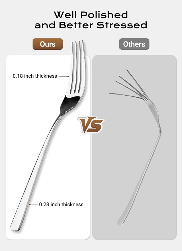 Silverware Set for 8, 45 Piece Stainless Steel Kitchen Utensils Cutlery Set | Gift Package for Wedding Housewarming, Heavy-Duty Steak Knife Fork and Spoon, Dishwasher Safe, Ergonomic Design, Flatware Set