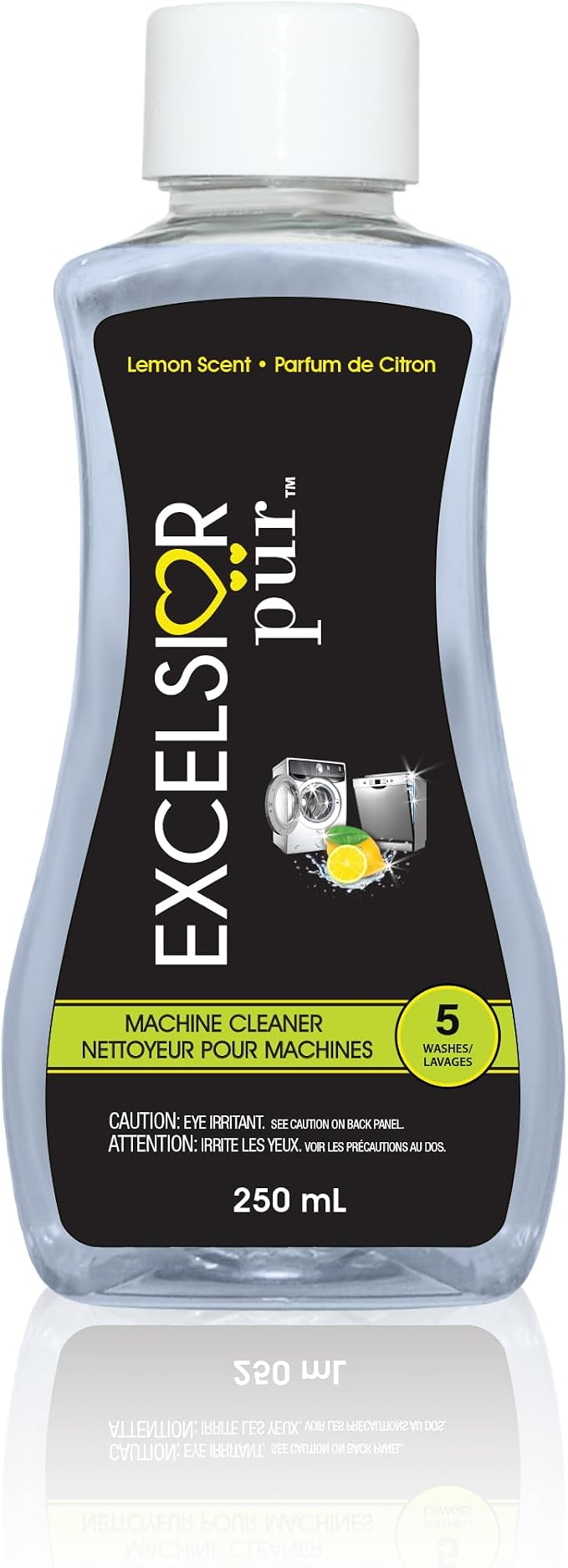 Excelsior Pür System Enzyme-Powered Washing Machine Cleaner Liquid, 250 ml (5 Uses), HE & Standard, Drum & Seal Deep Clean, Residue & Odor Buildup Remover
