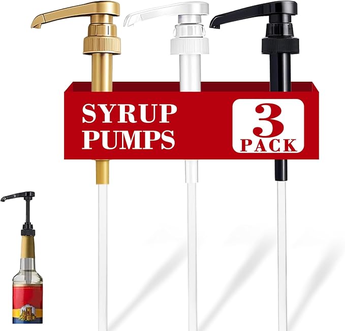 3 Pcs Coffee Syrup Pump Compatible with 25.4Oz/750ml Bottles | Syrup Dispenser Pumps, Great for Home & Coffee Bar, Drinking Mixes, Tea, Beverage, Cocktails, Flavoring Syrup Bottles