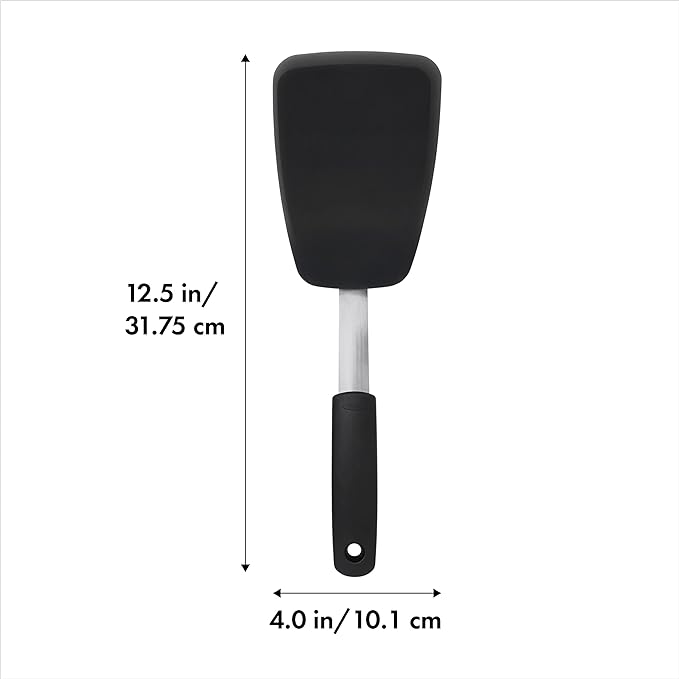 OXO Good Grips Large Silicone Flexible Turner & 65191 Good Grips Nylon Flexible Turner, Black