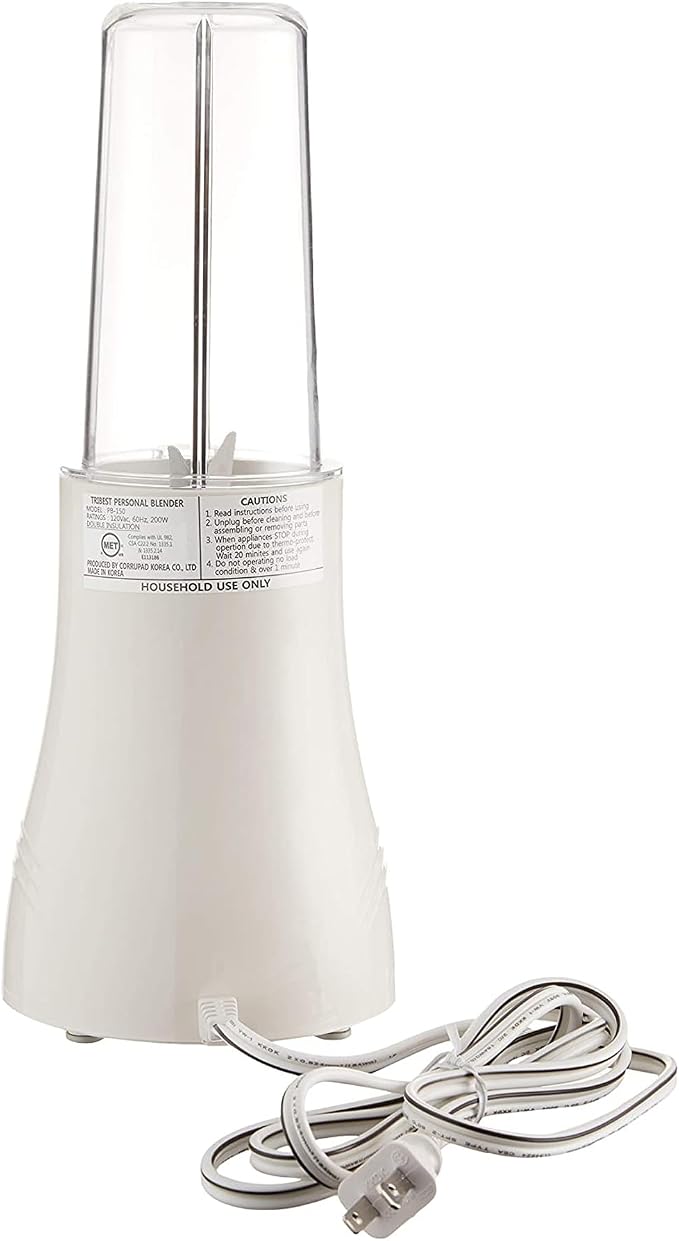 Tribest PB-250 Kitchen Grinder & Personal Blender, White | For Shakes and Smoothies, BPA-Free Portable Blender Cups