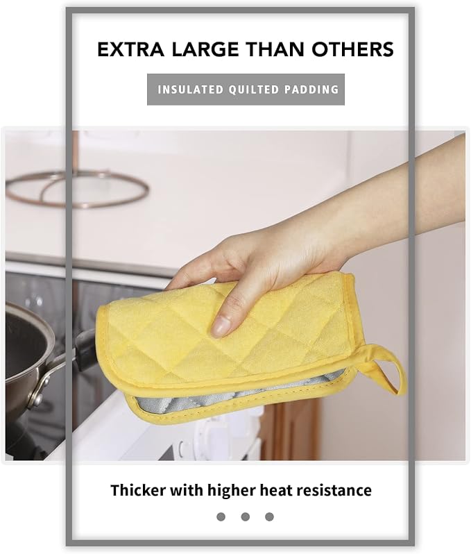 Joyhalo 4 Pack Pot Holders for Kitchen Clearance | Cotton Oven Holder with Great Heat Resistance, Potholders Sets for Kitchen, Countertops, Hot Pots and Pans, Yellow